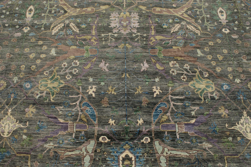 10x14 Light Gray and Multicolor Anatolian Traditional Rug