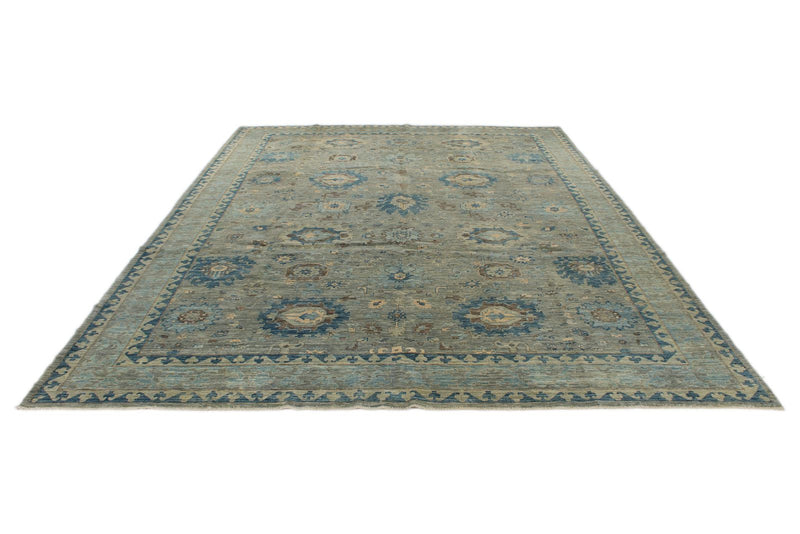 10x14 Gray and Blue Anatolian Traditional Rug