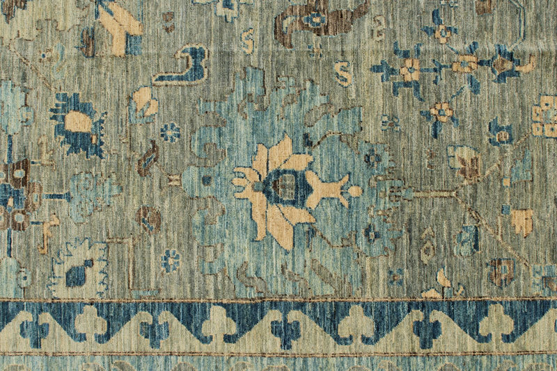 10x14 Gray and Blue Anatolian Traditional Rug