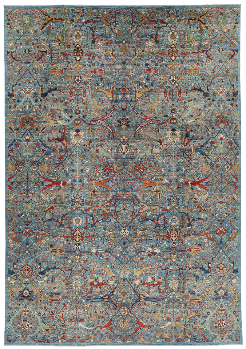 10x14 Light Blue and Multicolor Anatolian Traditional Rug