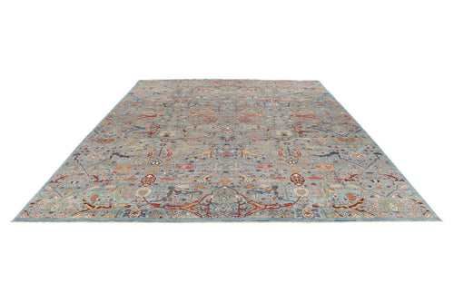 10x14 Light Blue and Multicolor Anatolian Traditional Rug