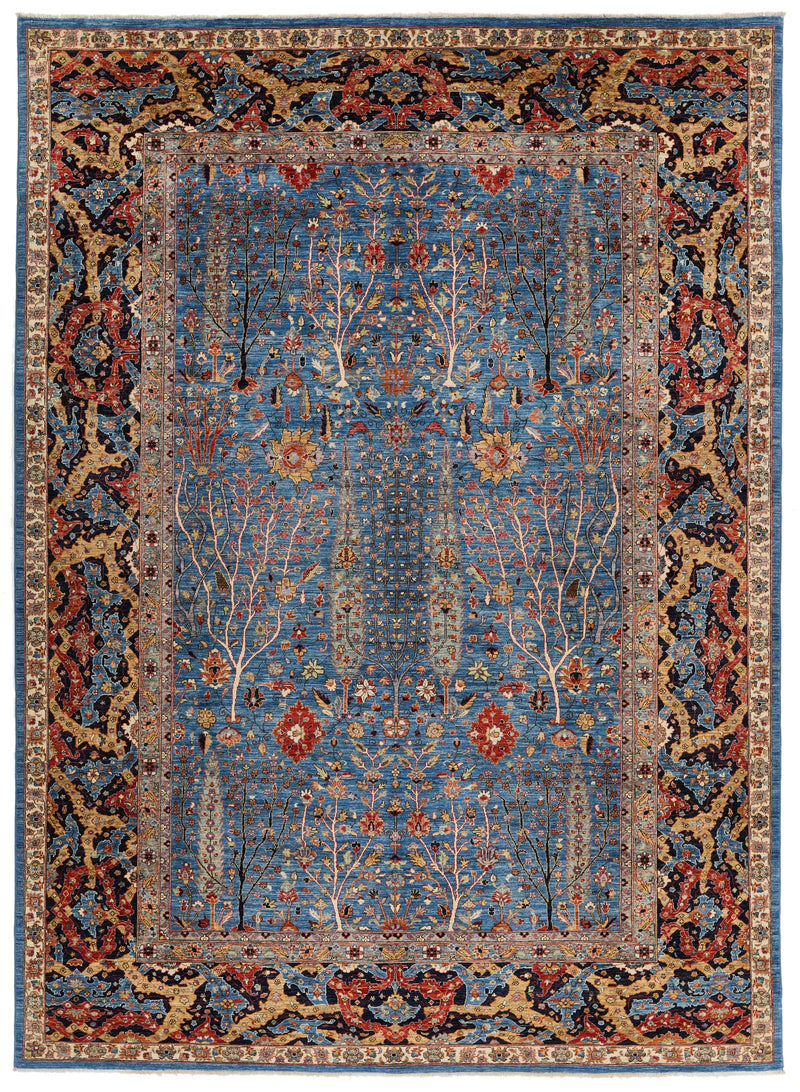 9x12 Light Blue and Navy Anatolian Traditional Rug