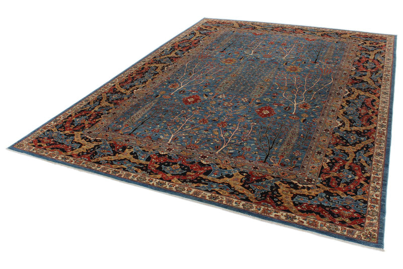 9x12 Light Blue and Navy Anatolian Traditional Rug