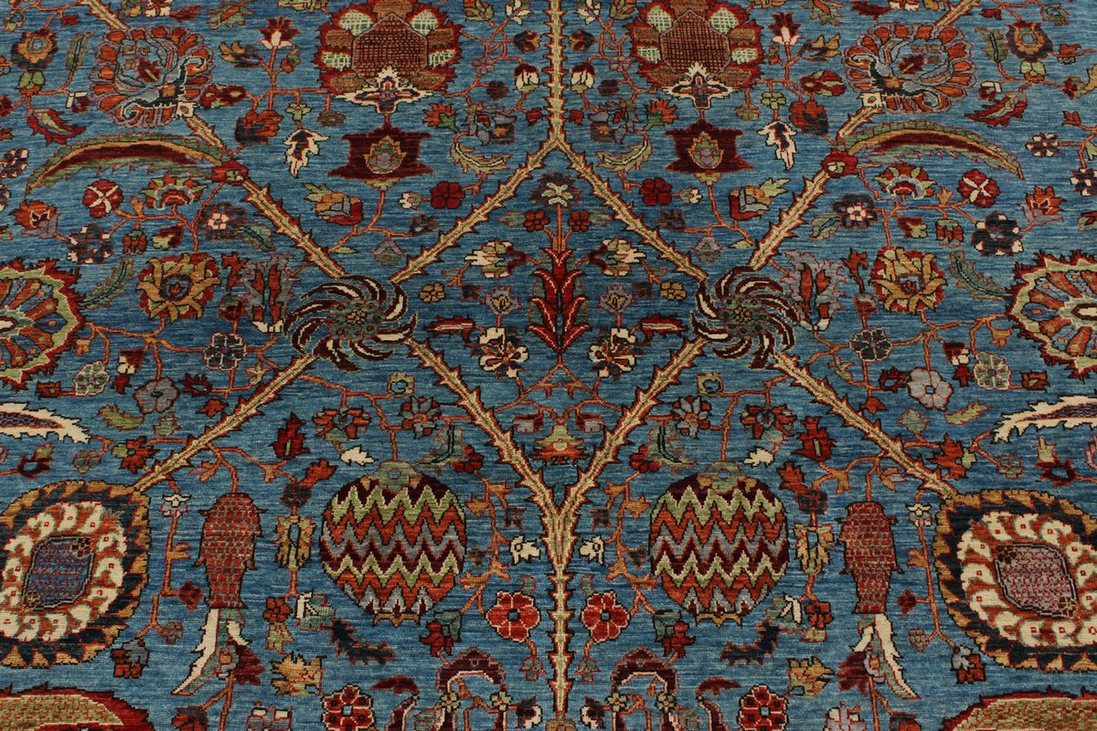 9x12 Light Blue and Multicolor Anatolian Traditional Rug