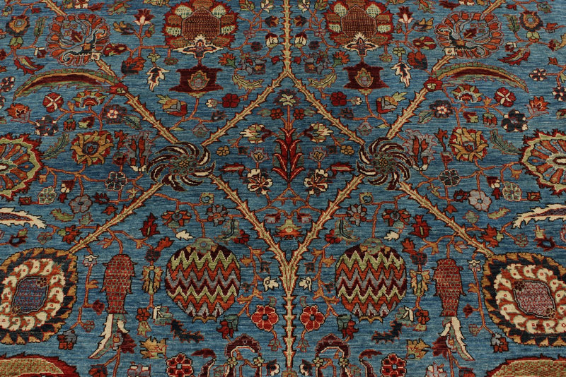 9x12 Light Blue and Multicolor Anatolian Traditional Rug