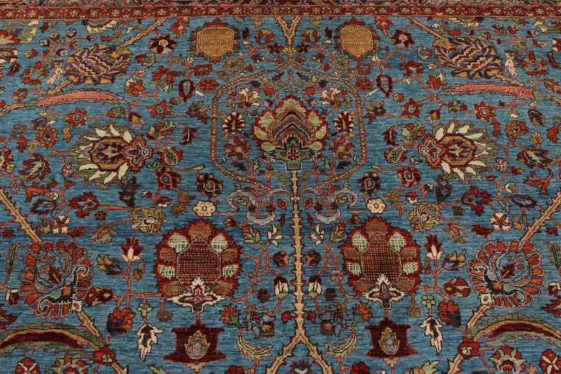 9x12 Light Blue and Multicolor Anatolian Traditional Rug