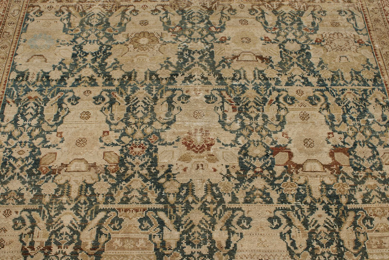 7x16 Navy and Beige Persian Hamadan Distressed Area Runner