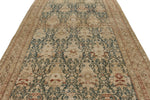 7x16 Navy and Beige Persian Hamadan Distressed Area Runner