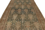 7x16 Navy and Beige Persian Hamadan Distressed Area Runner