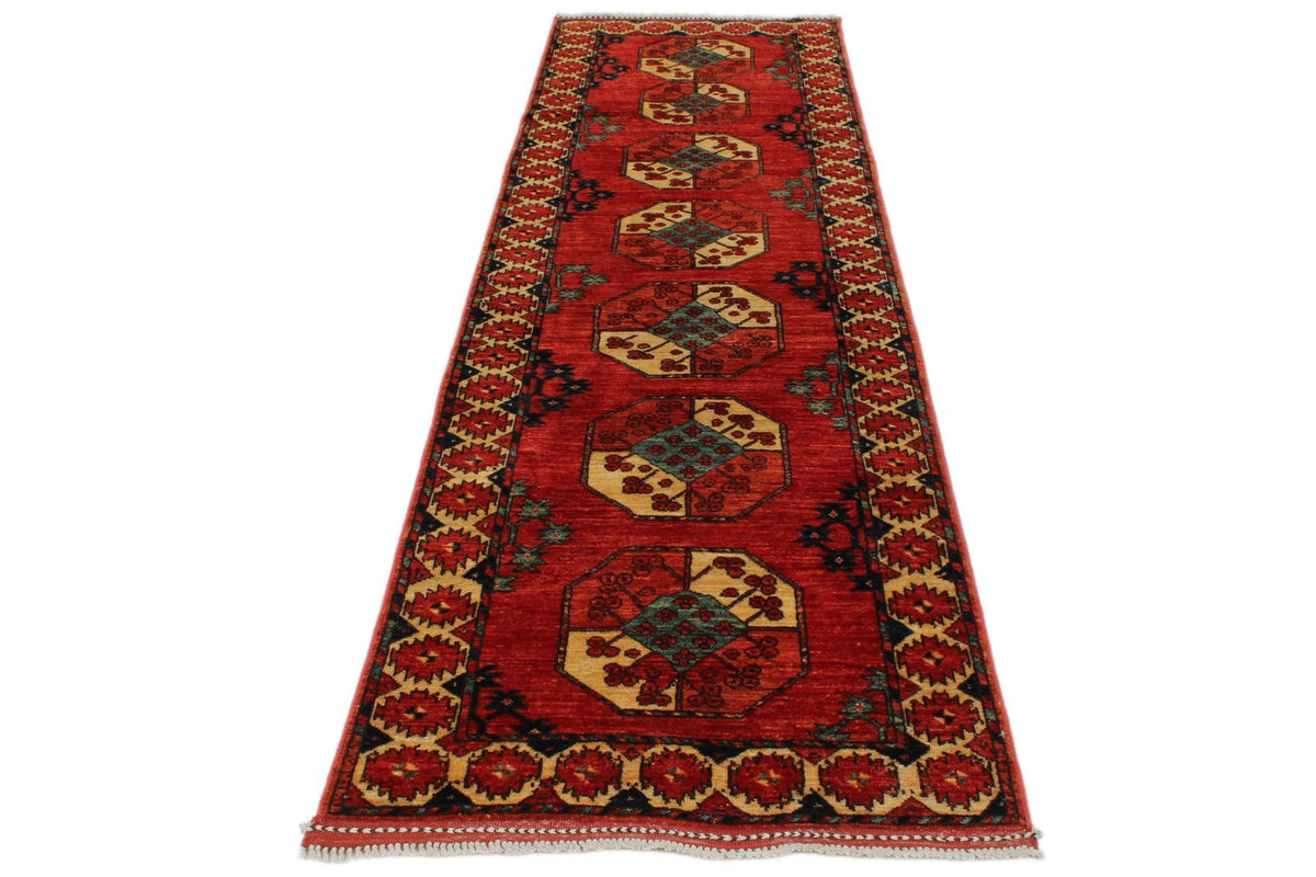 3x10 Red and Ivory Turkish Tribal Runner