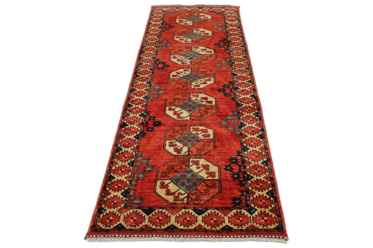 3x10 Red and Ivory Turkish Tribal Runner
