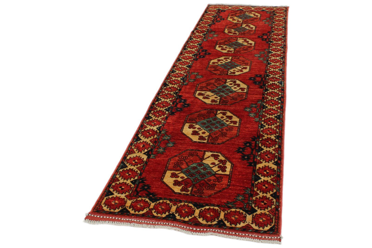 3x10 Red and Ivory Turkish Tribal Runner