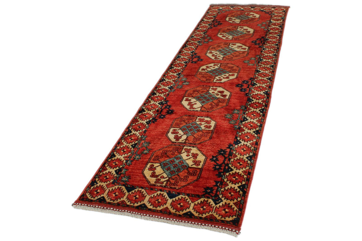 3x10 Red and Ivory Turkish Tribal Runner