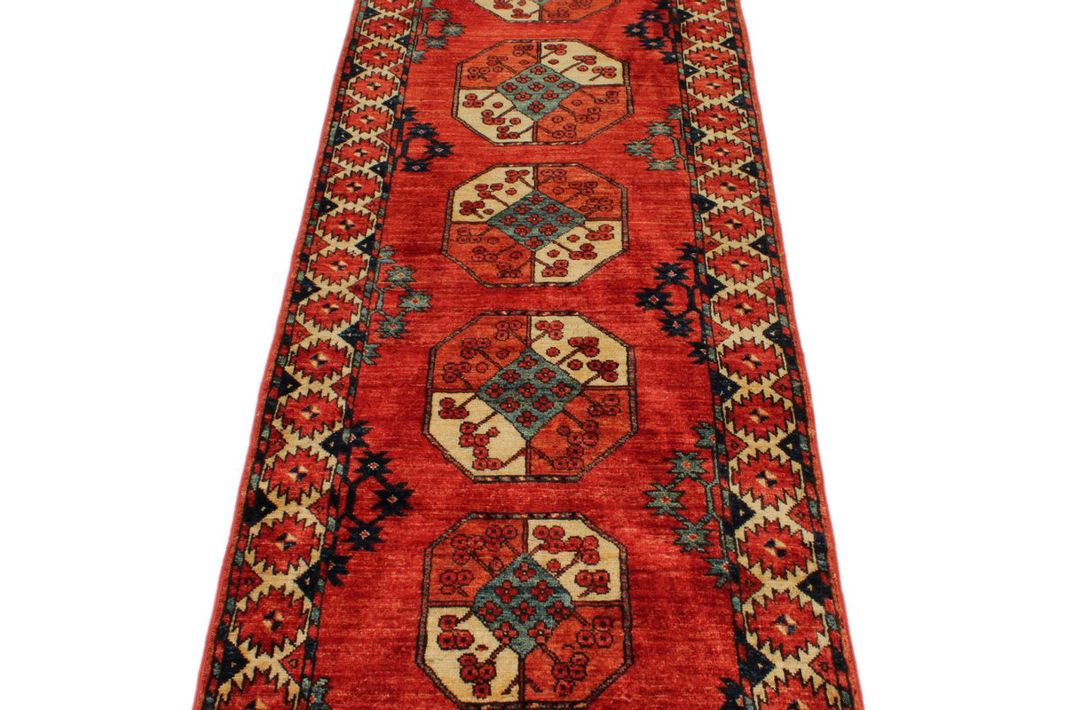 3x10 Red and Ivory Turkish Tribal Runner