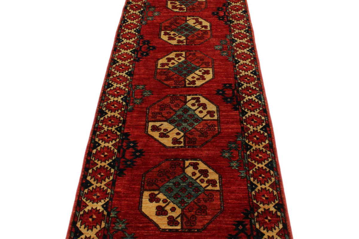 3x10 Red and Ivory Turkish Tribal Runner