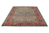 7x8 Green and Red Kazak Tribal Rug