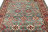 7x8 Green and Red Kazak Tribal Rug