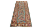 3x8 Blue and Ivory Kazak Tribal Runner