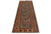 3x8 Blue and Ivory Kazak Tribal Runner