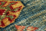 3x8 Blue and Ivory Kazak Tribal Runner
