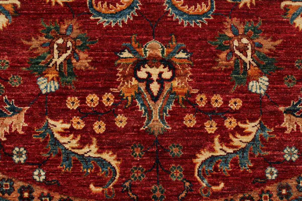 8x8 Red and Ivory Kazak Tribal Rug