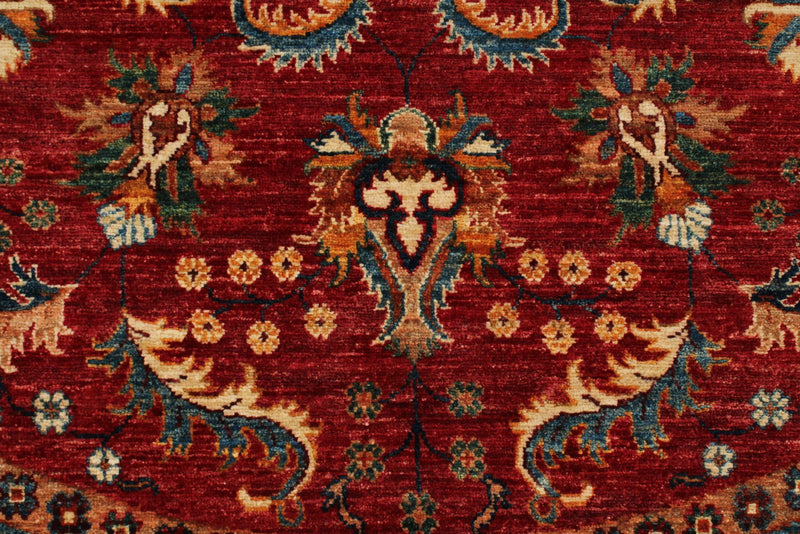 8x8 Red and Ivory Kazak Tribal Rug