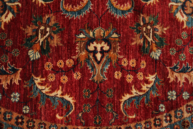 8x8 Red and Ivory Kazak Tribal Rug