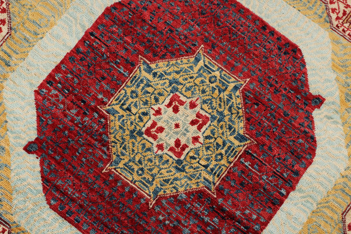 8x8 Gray and Red Turkish Tribal Rug