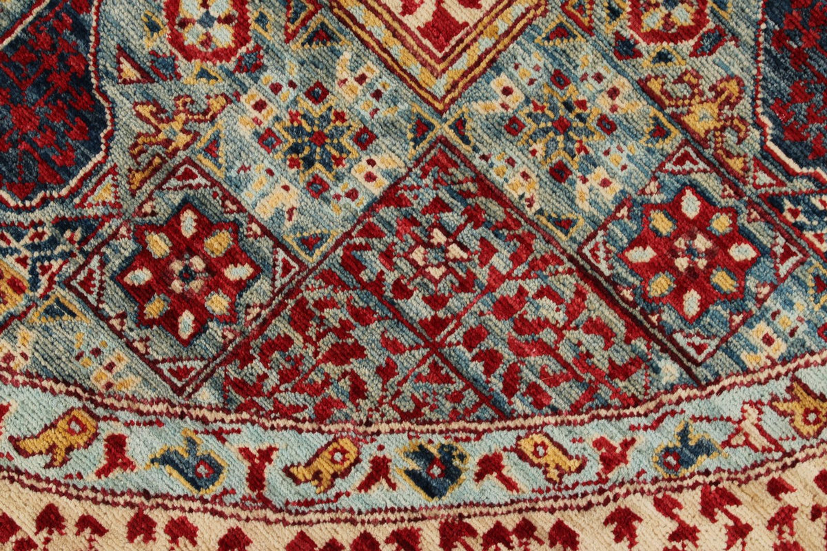 8x8 Gray and Red Turkish Tribal Rug