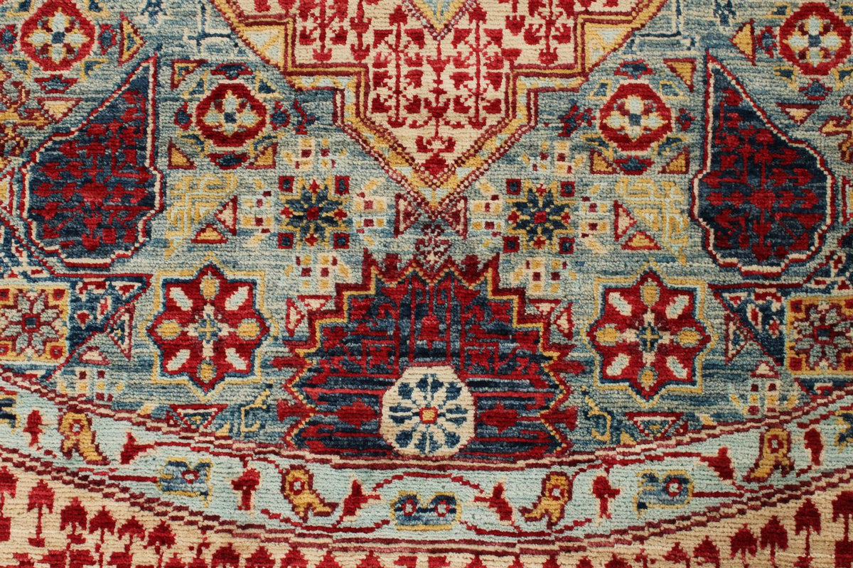 8x8 Gray and Red Turkish Tribal Rug