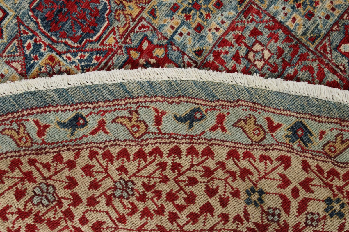 8x8 Gray and Red Turkish Tribal Rug