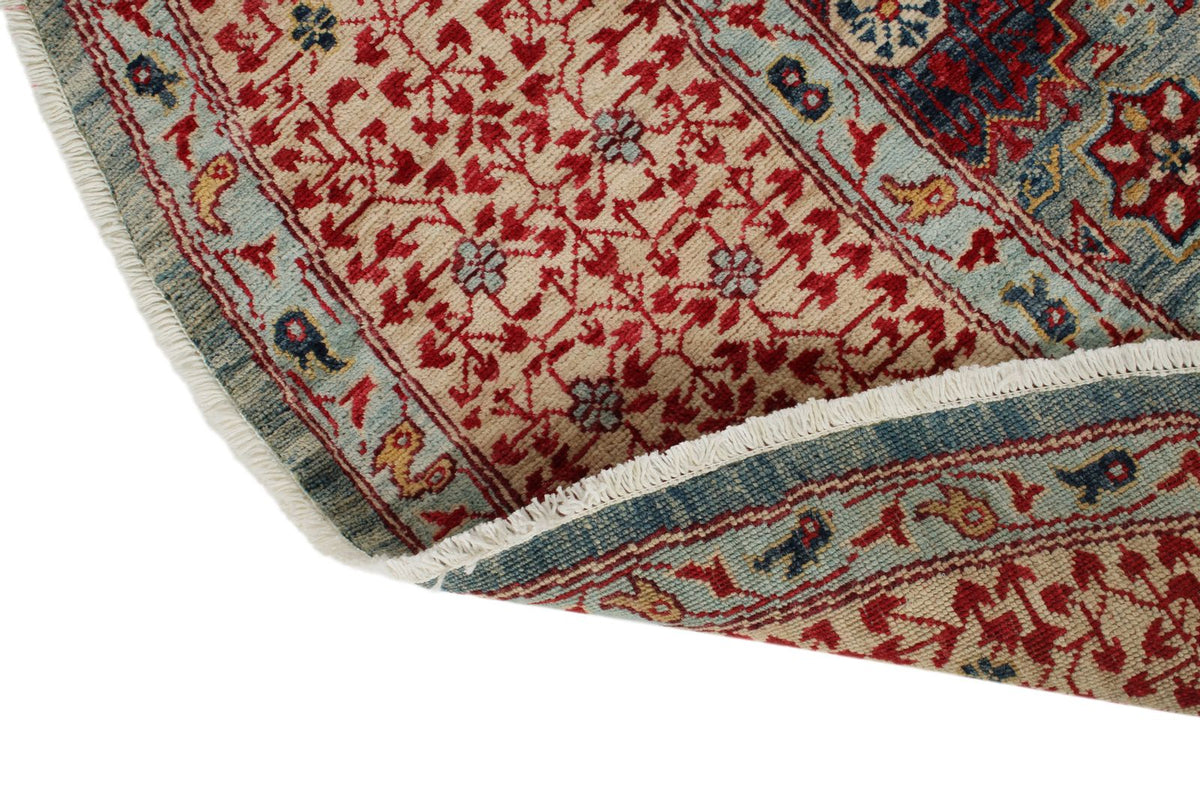 8x8 Gray and Red Turkish Tribal Rug