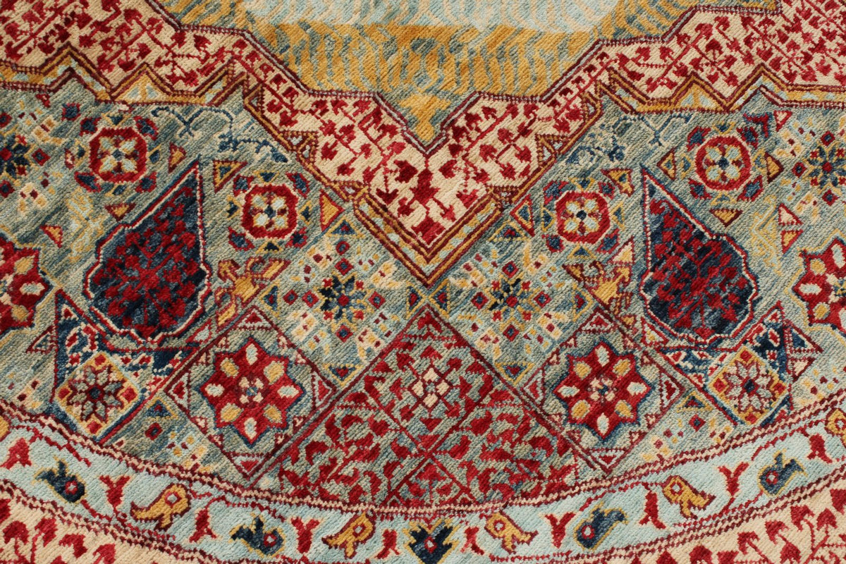 8x8 Gray and Red Turkish Tribal Rug