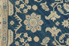 8x8 Blue and Ivory Turkish Oushak Rug