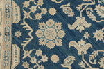 8x8 Blue and Ivory Turkish Oushak Rug