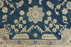 8x8 Blue and Ivory Turkish Oushak Rug