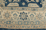 8x8 Blue and Ivory Turkish Oushak Rug