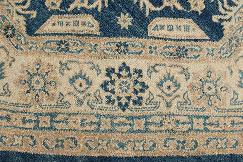 8x8 Blue and Ivory Turkish Oushak Rug