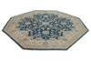 8x8 Blue and Ivory Turkish Oushak Rug