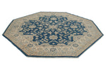 8x8 Blue and Ivory Turkish Oushak Rug