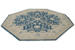 8x8 Blue and Ivory Turkish Oushak Rug