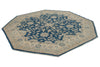 8x8 Blue and Ivory Turkish Oushak Rug
