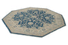 8x8 Blue and Ivory Turkish Oushak Rug