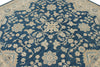 8x8 Blue and Ivory Turkish Oushak Rug