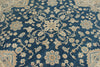 8x8 Blue and Ivory Turkish Oushak Rug