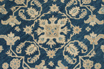 8x8 Blue and Ivory Turkish Oushak Rug