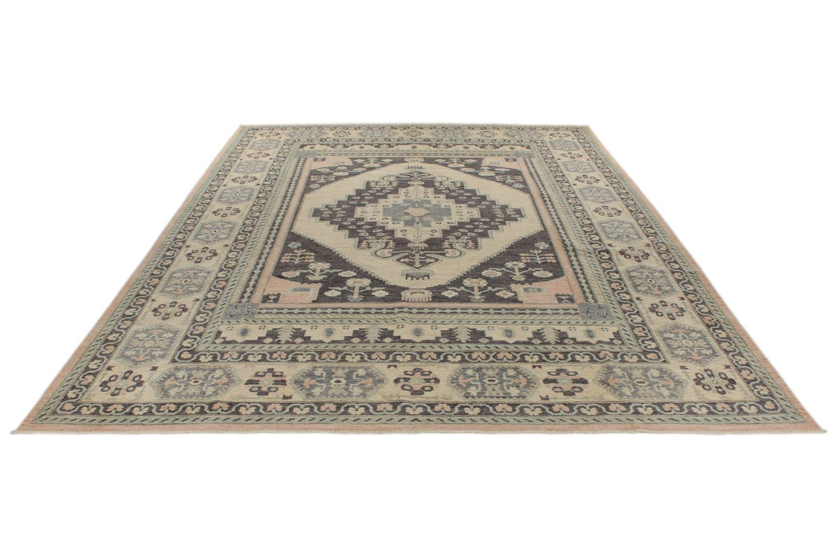 10x14 Gray and Beige Turkish Oushak Rug