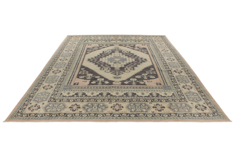 10x14 Gray and Beige Turkish Oushak Rug