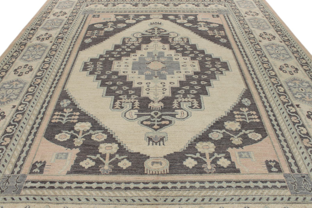 10x14 Gray and Beige Turkish Oushak Rug