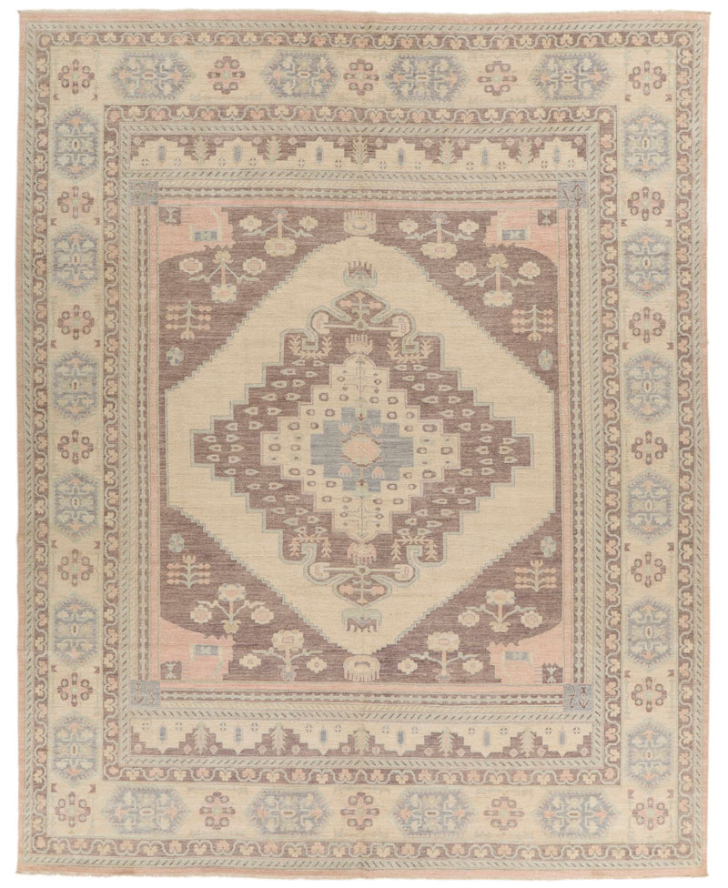 12x15 Beige and Multicolor Turkish Oushak Rug